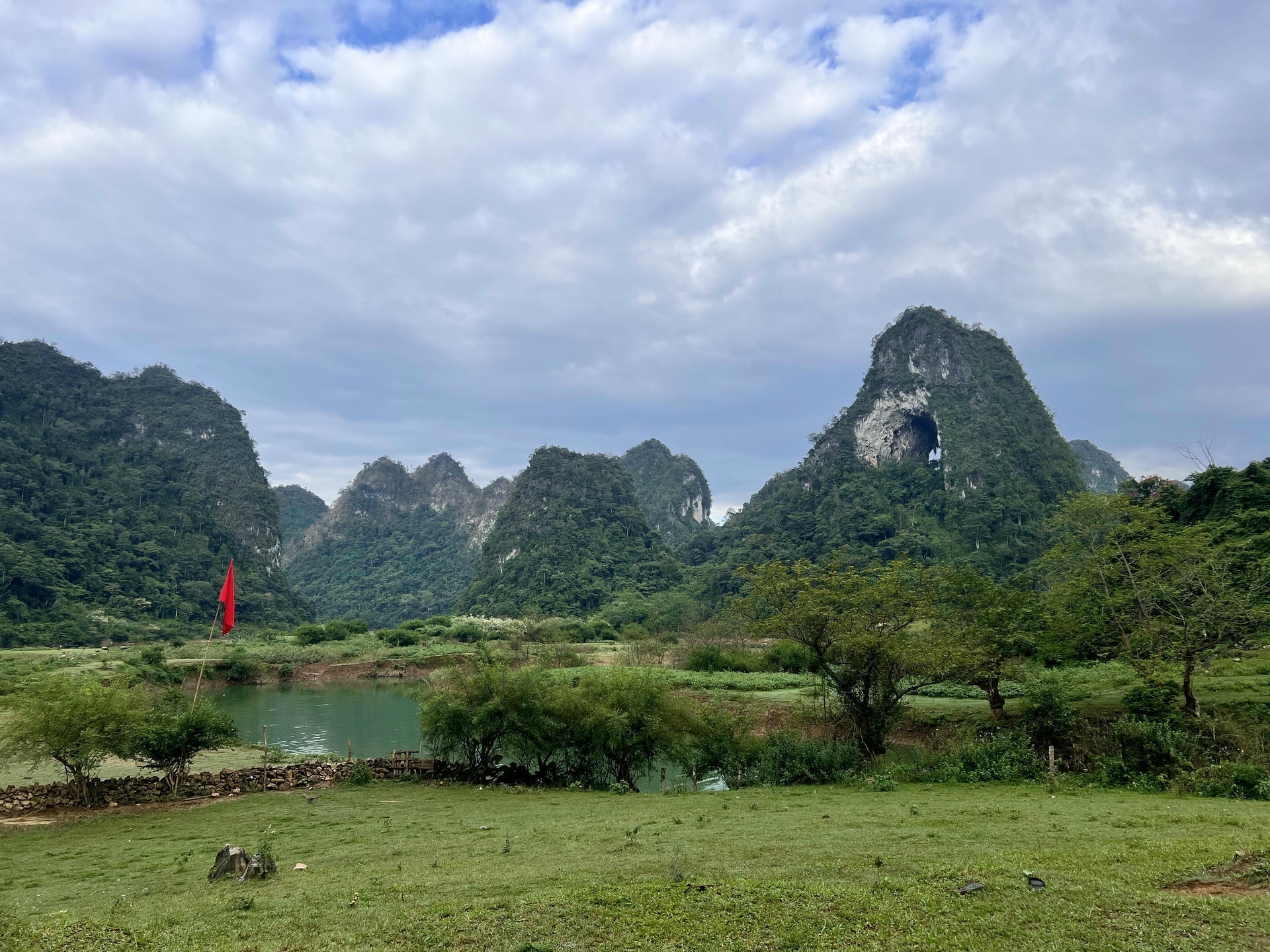 View from the campsite at Angel Eye Mountain on the Cao Bang Loop
